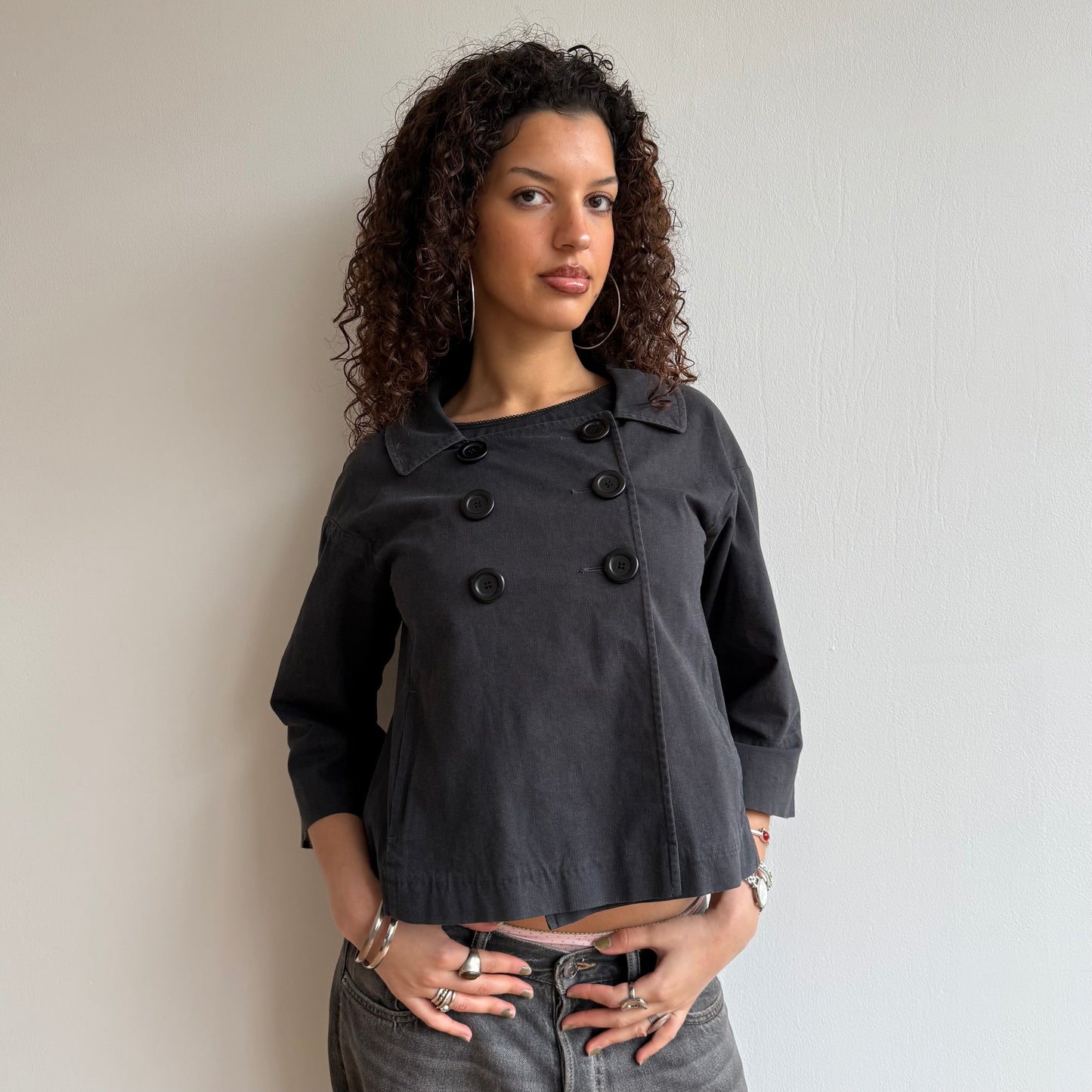 Navy buttonpeacoat - Size M