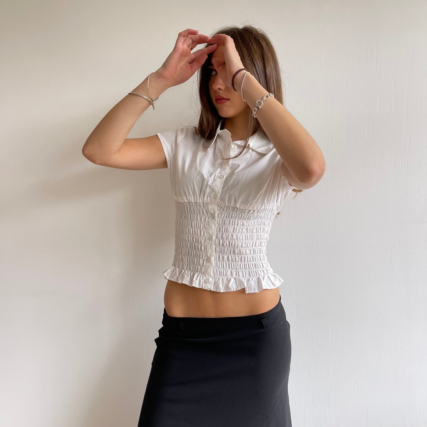 White ruched shirt - Size S