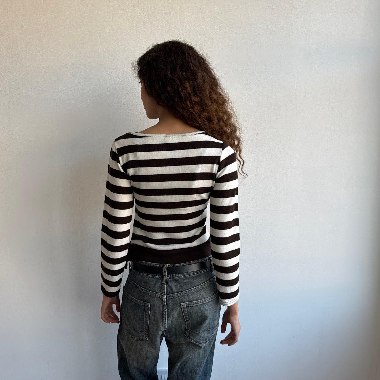 Brown + cream wrap jumper - Size S/M