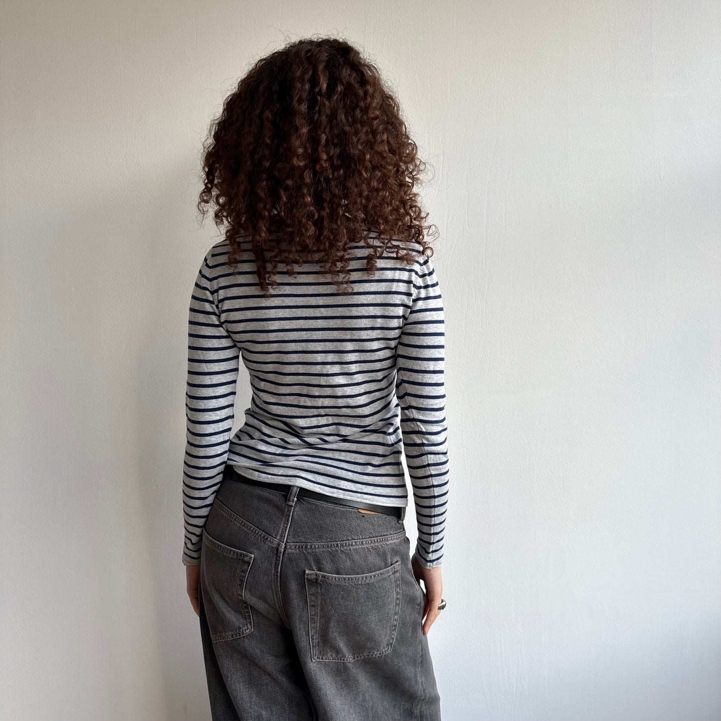Grey navy stripe knit - Size S