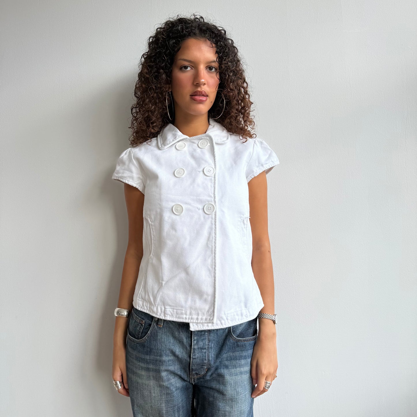 White short sleeve peacoat - Size S
