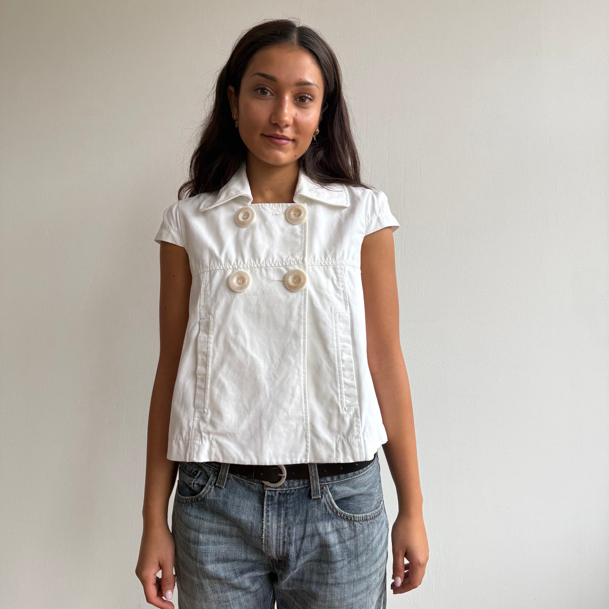 White short sleeve peacoat - Size S