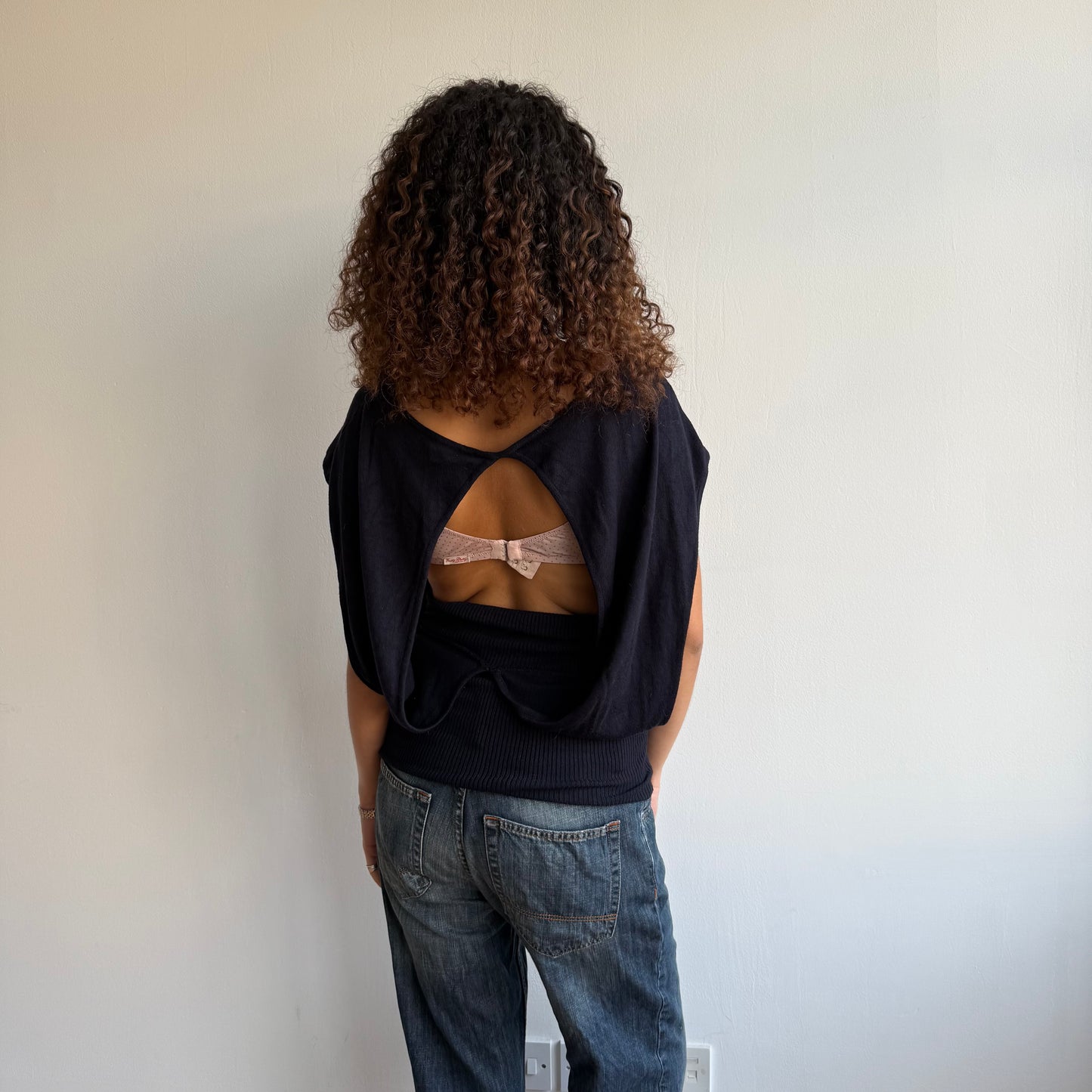 Navy open back knit - Size M