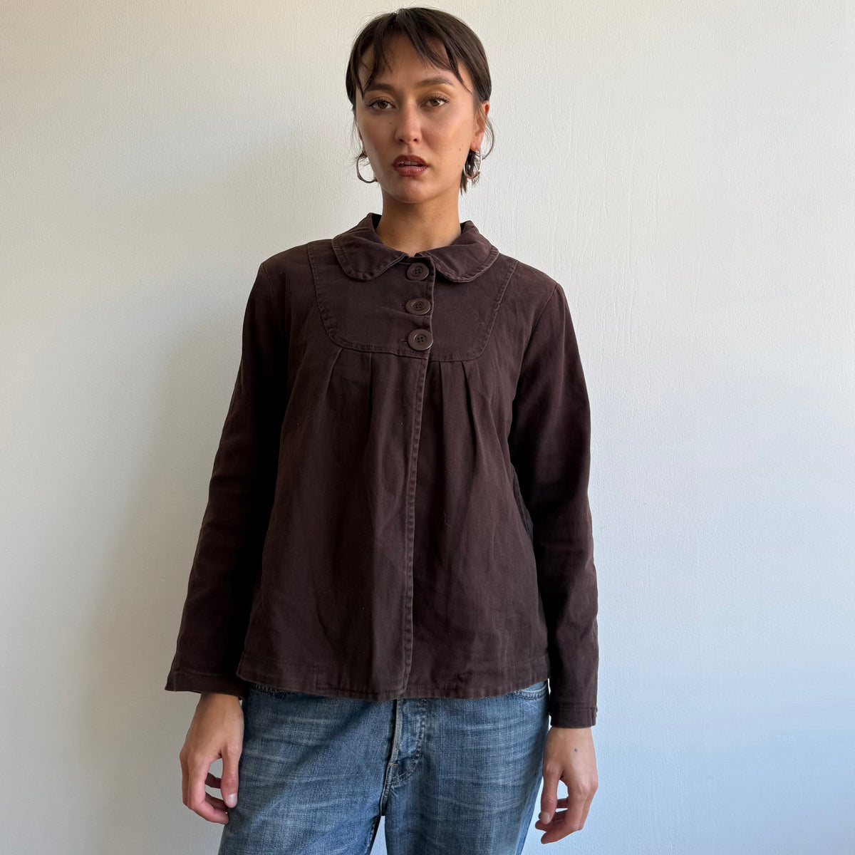 Brown long sleeve swing coat - Size M