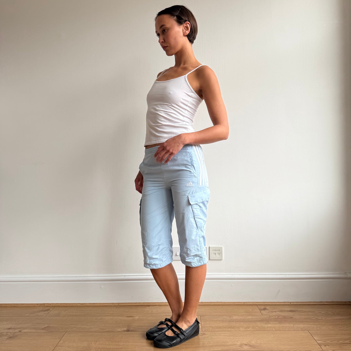 Baby blue Adidas cargo capris - Size XS