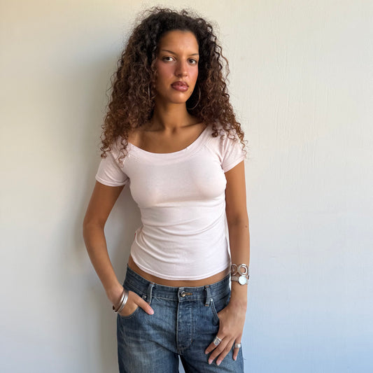 Pink bardot top - Size S/M