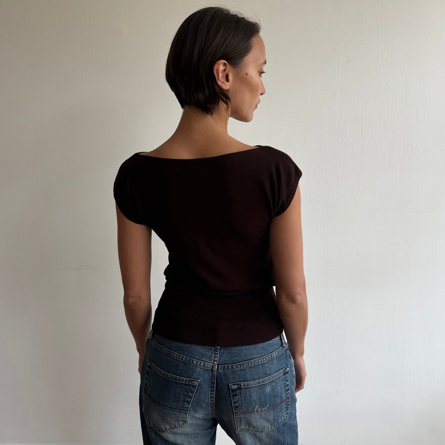 Brown short sleeve knit - Size S
