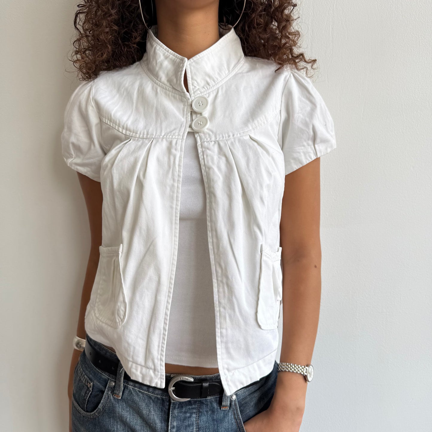 White open front peacoat - Size S