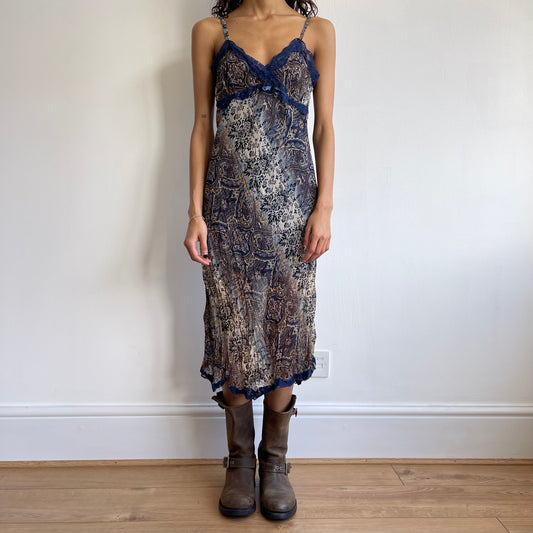 Blue paisley midi dress - Size S