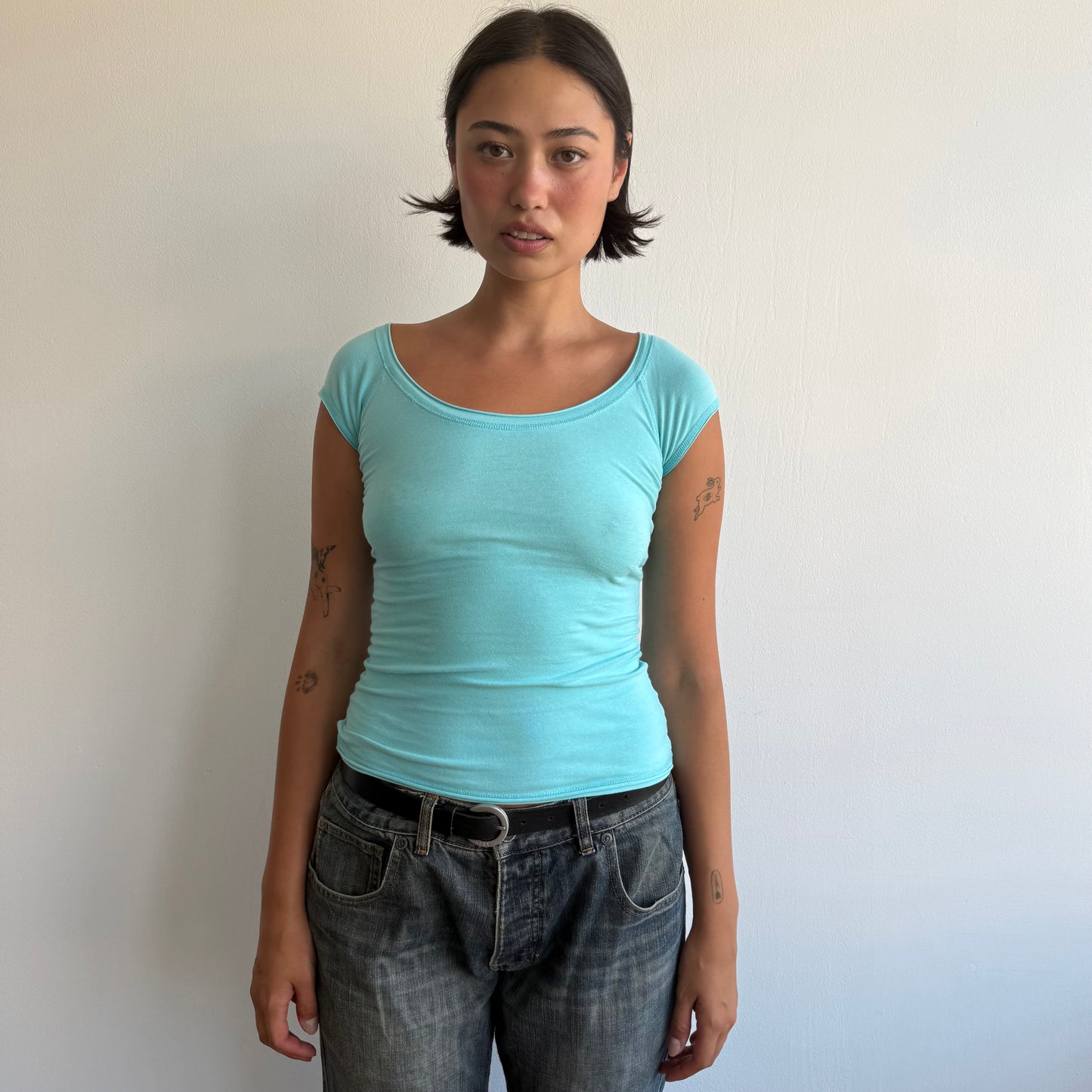 Turquoise baby tee - Size S