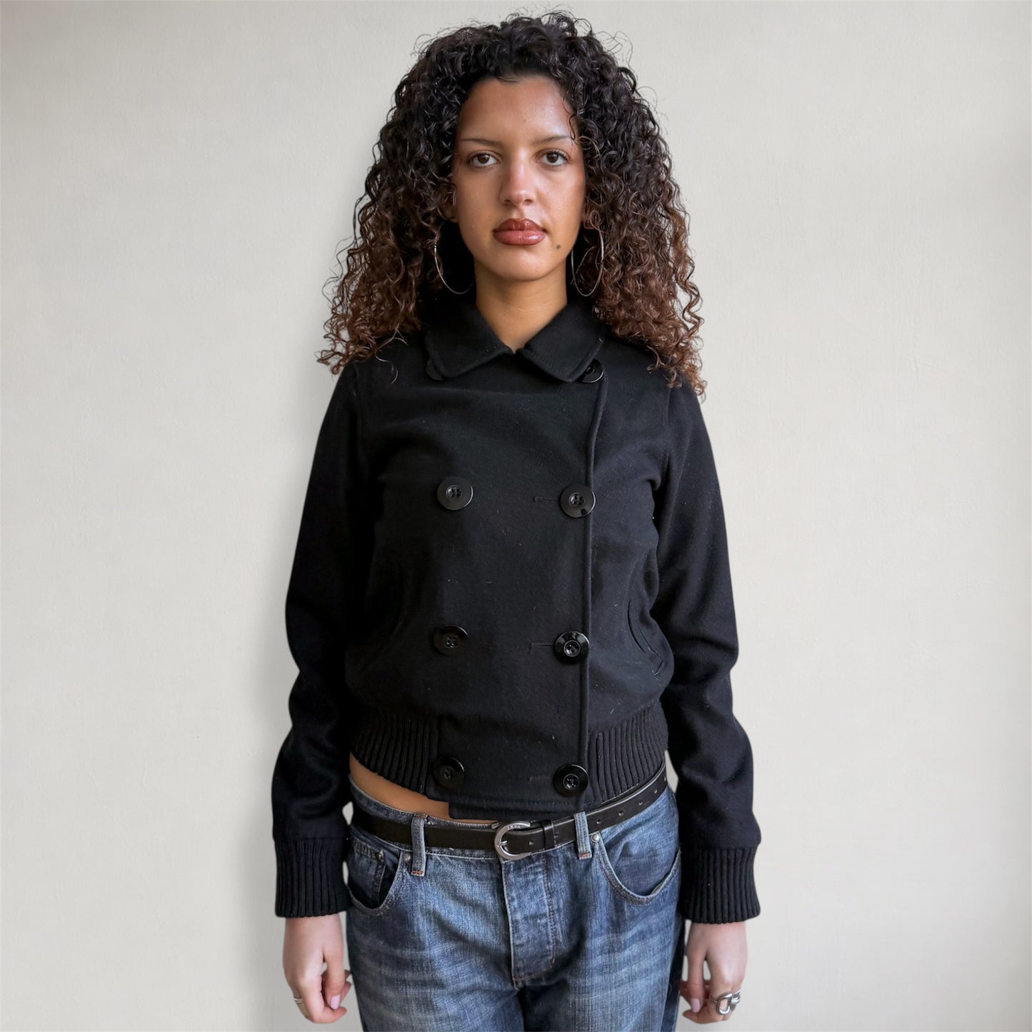 Black wool bomber jacket - Size M