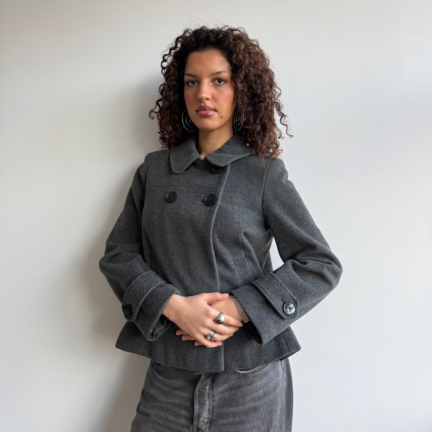 Dark grey peacoat - Size S