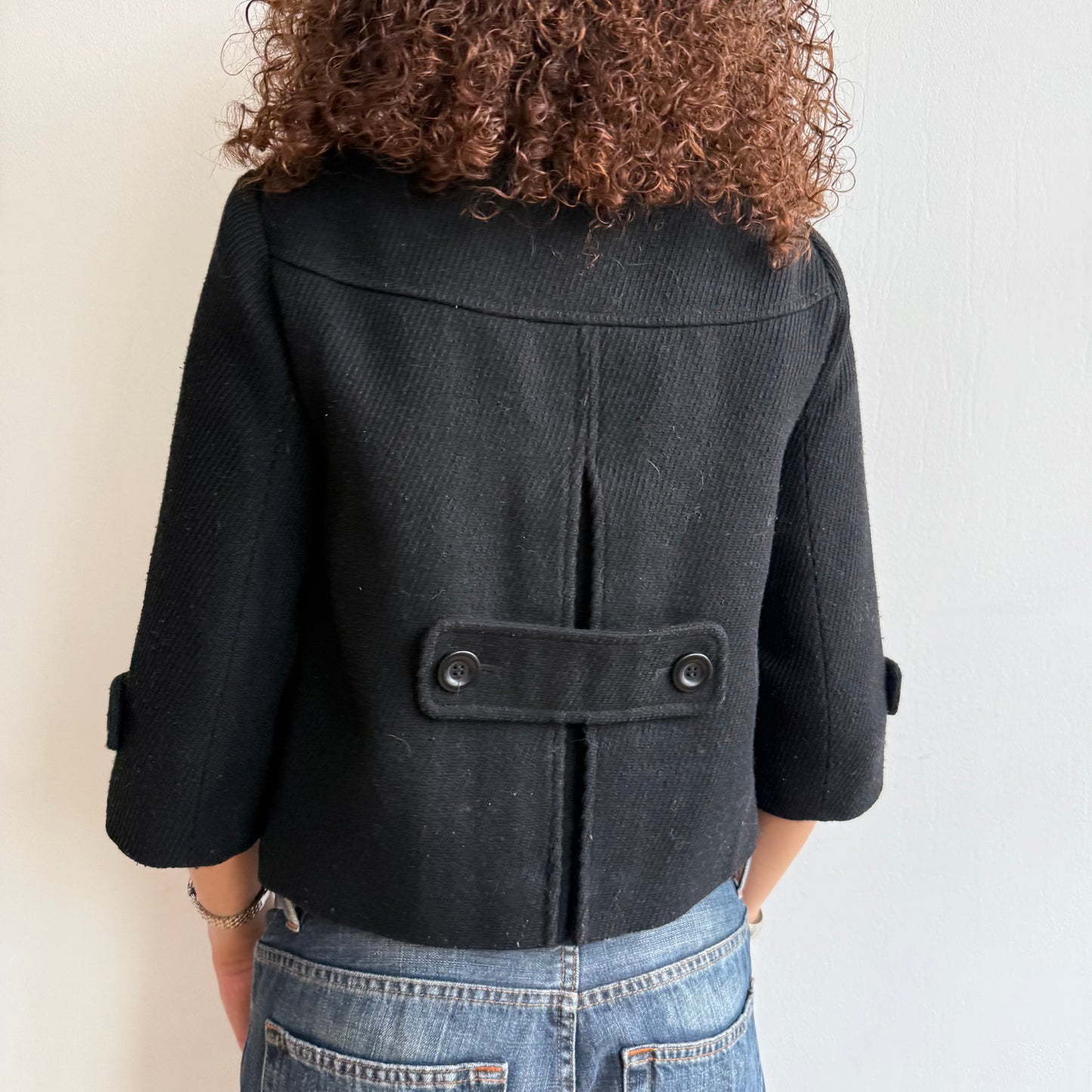 Black 3/4 sleeve peacoat - Size S