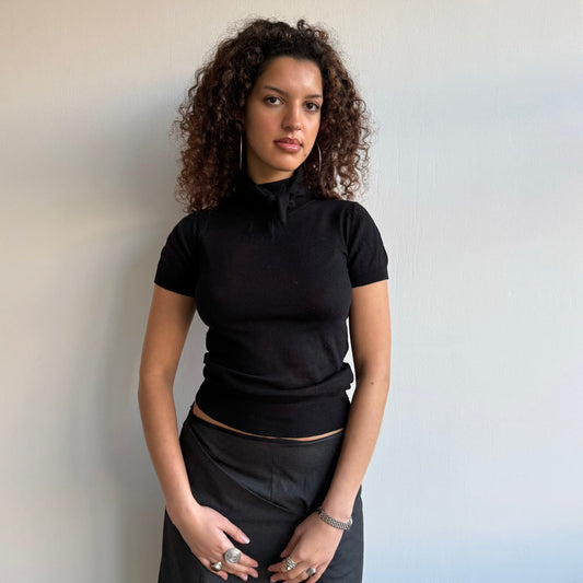 Black neck tie knit - Size S