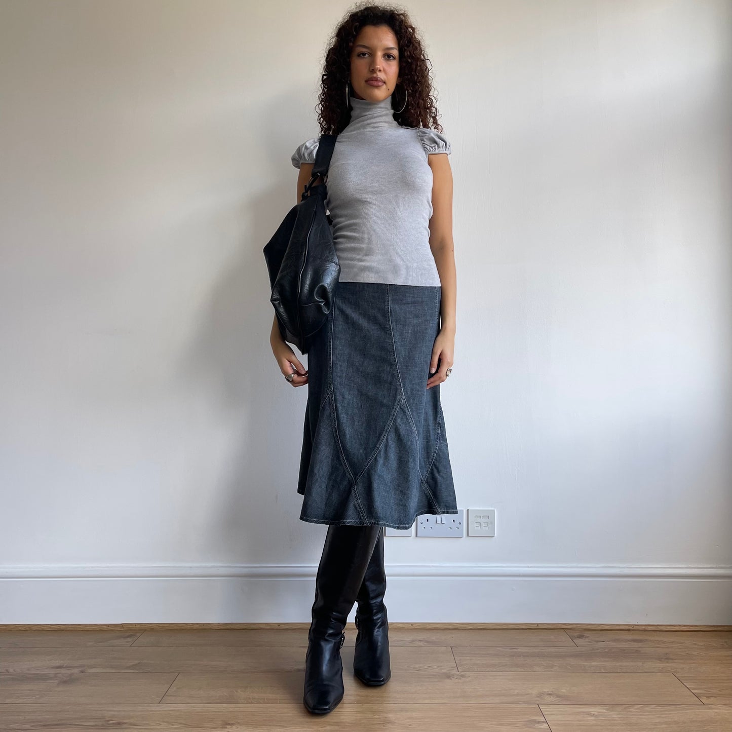 Grey puff sleeve roll neck - Size S