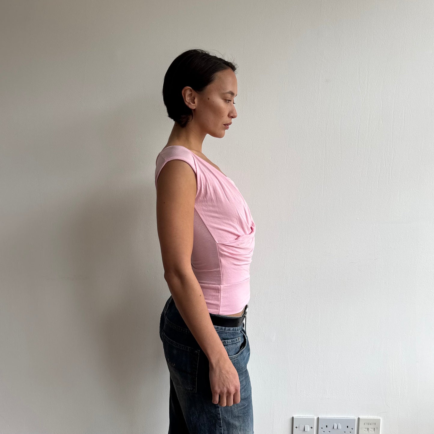 Pink keyhole wrap top - Size S