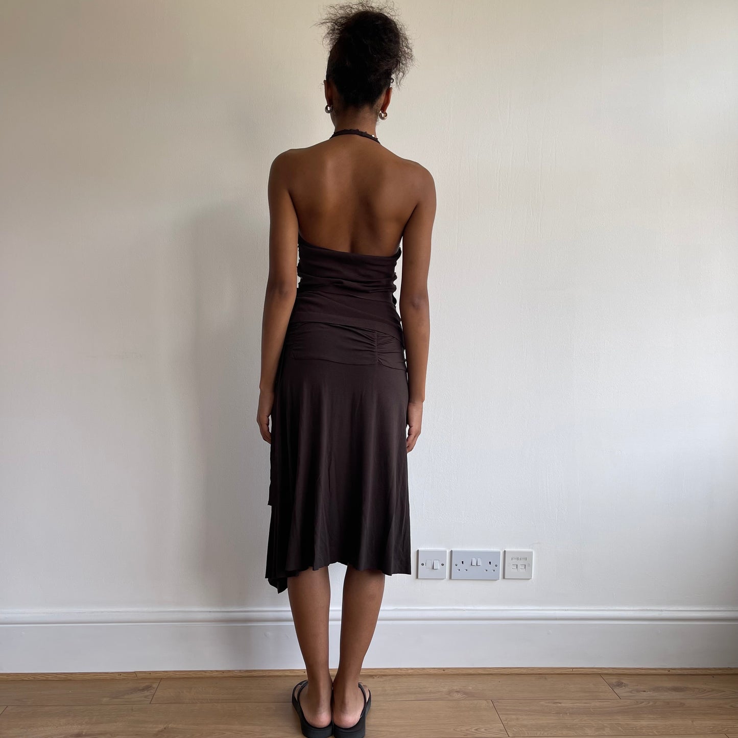 Brown sequin knit halter neck - Size S