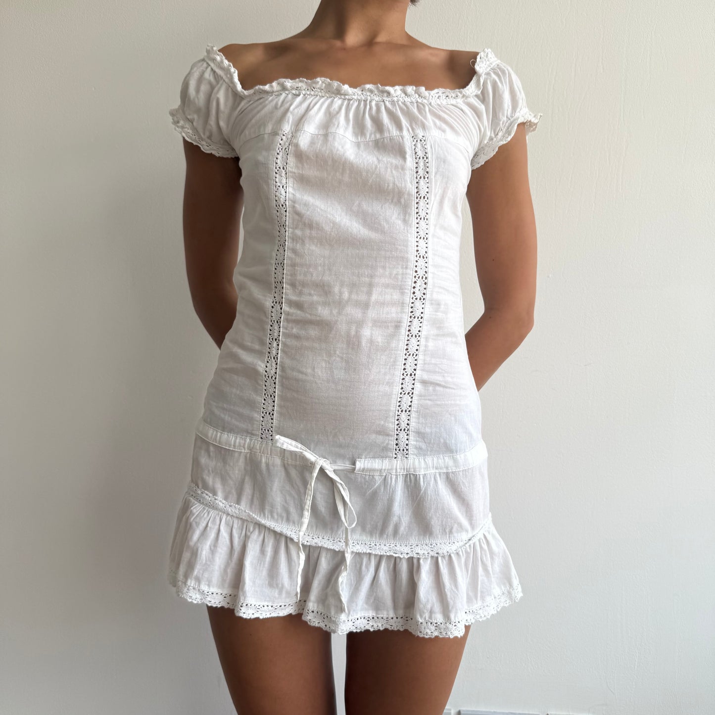 White milkmaid mini dress - Size XS