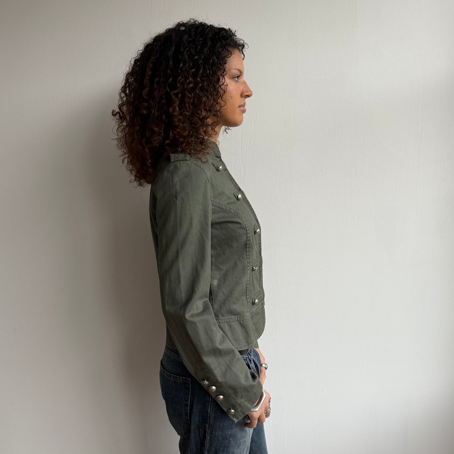 Khaki hook eye military jacket - Size M