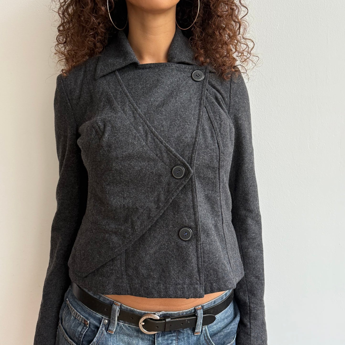 Grey asymmetric peacoat - Size S