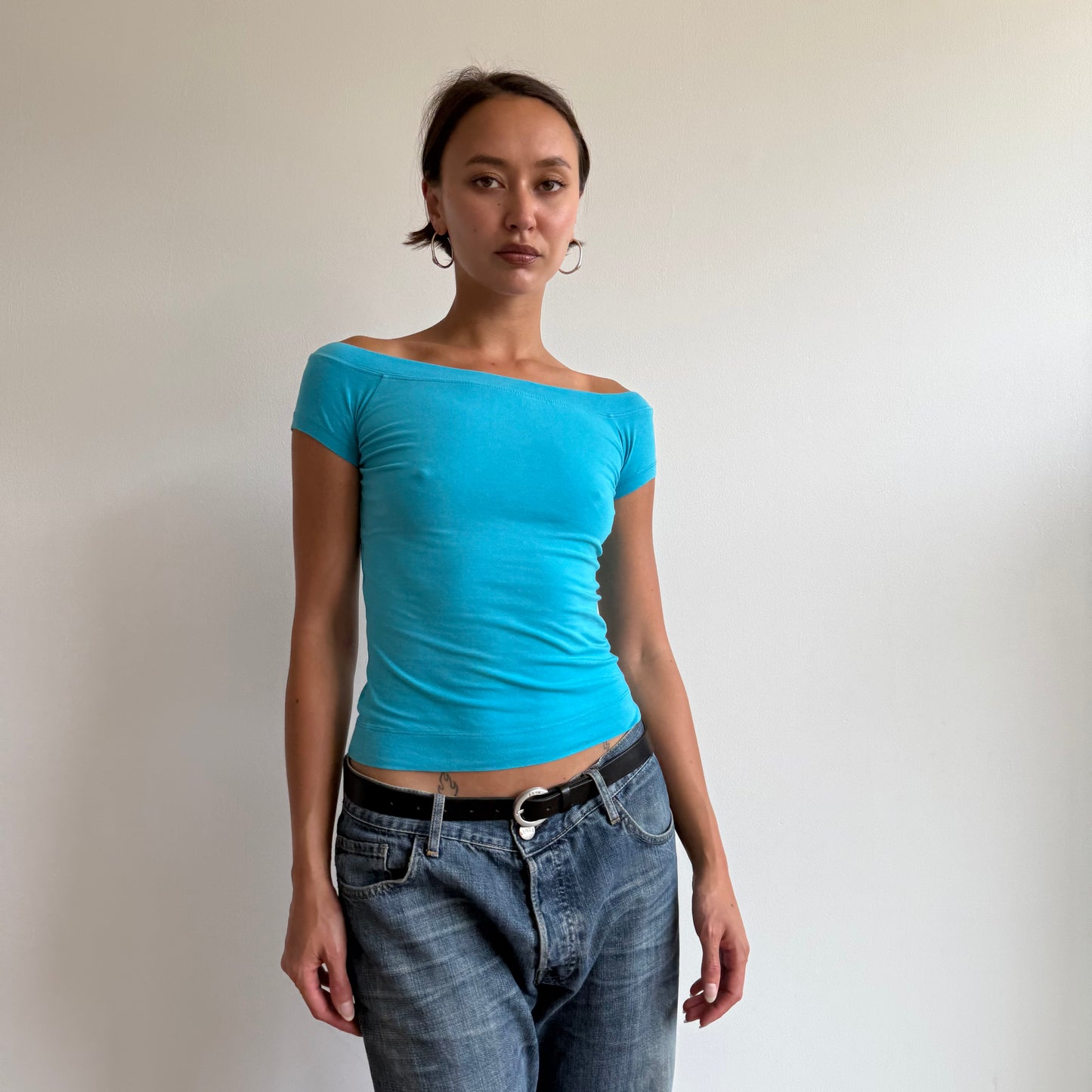 Blue bardot top - Size S