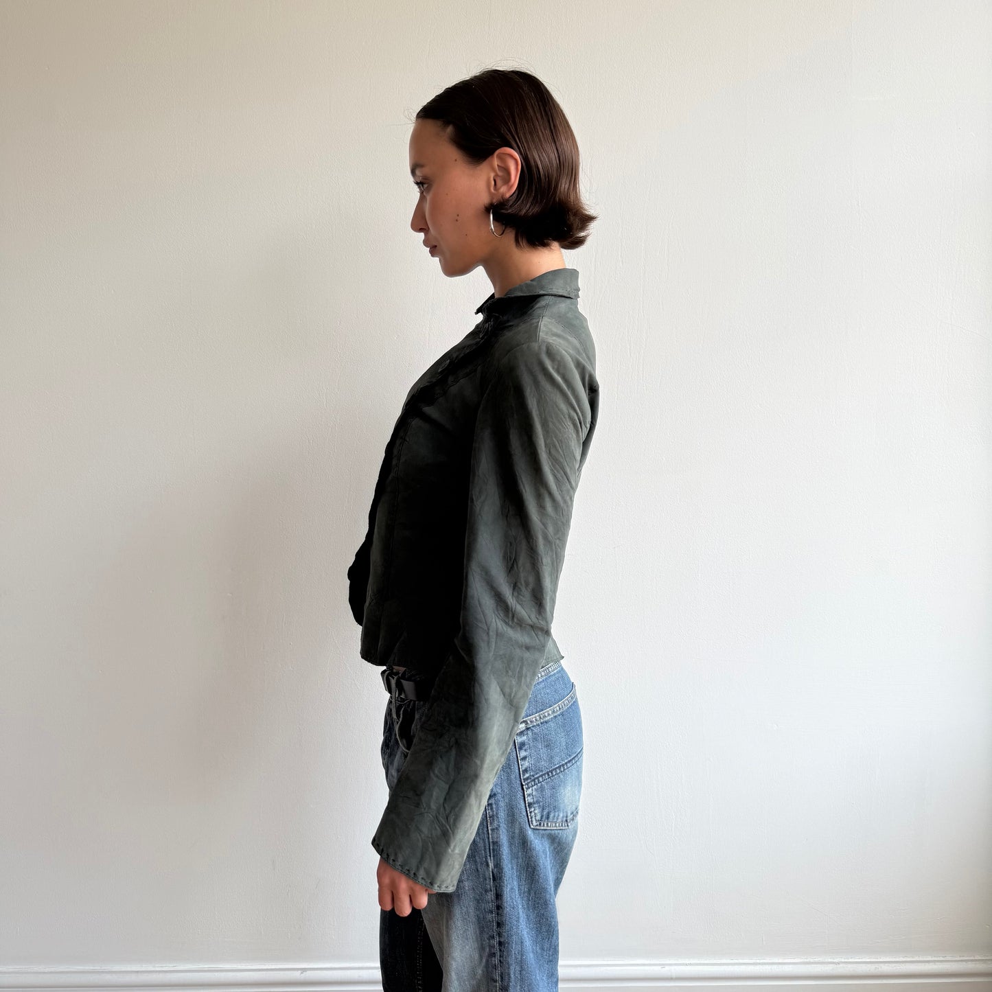 Grey suede military jacket - Size S