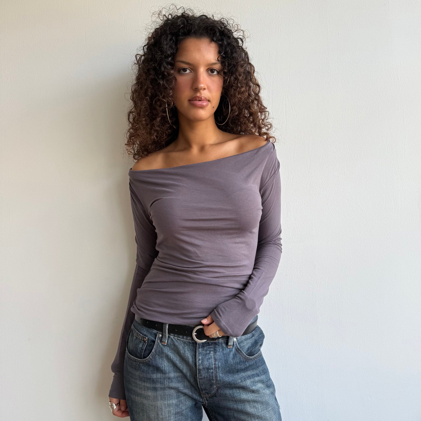 Mauve slouchy cowl top - Size S