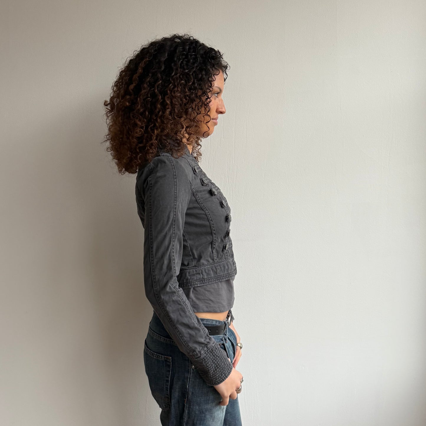 Grey cropped military jacket - Size S