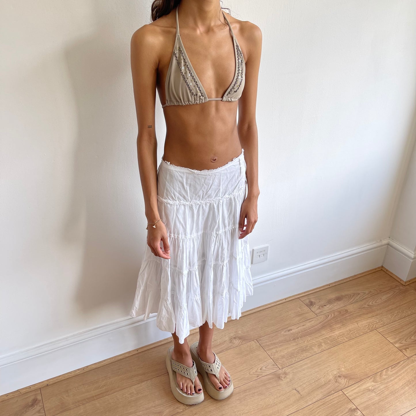 White raw hem midi skirt - Size S/M