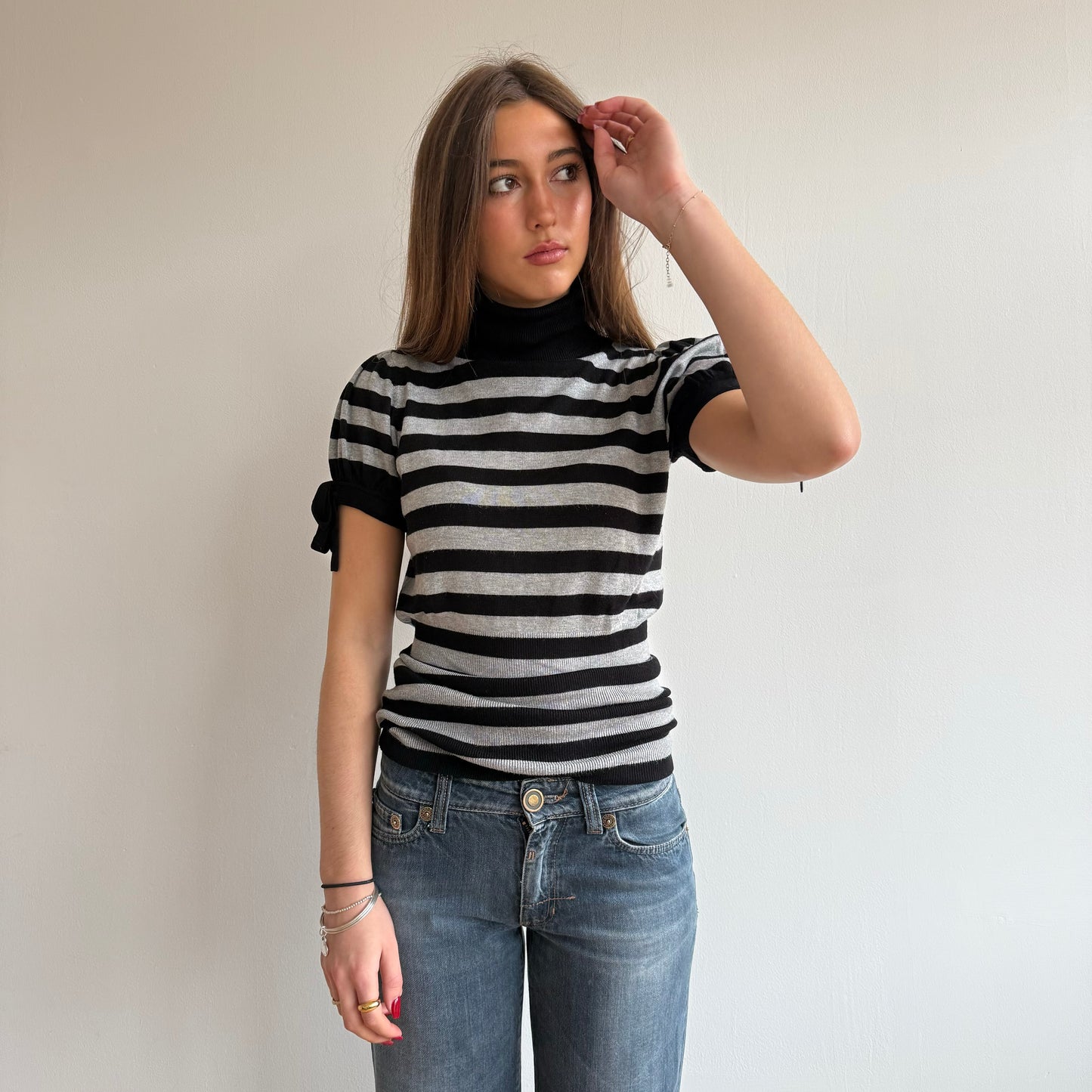 Grey stripe roll neck - Size M