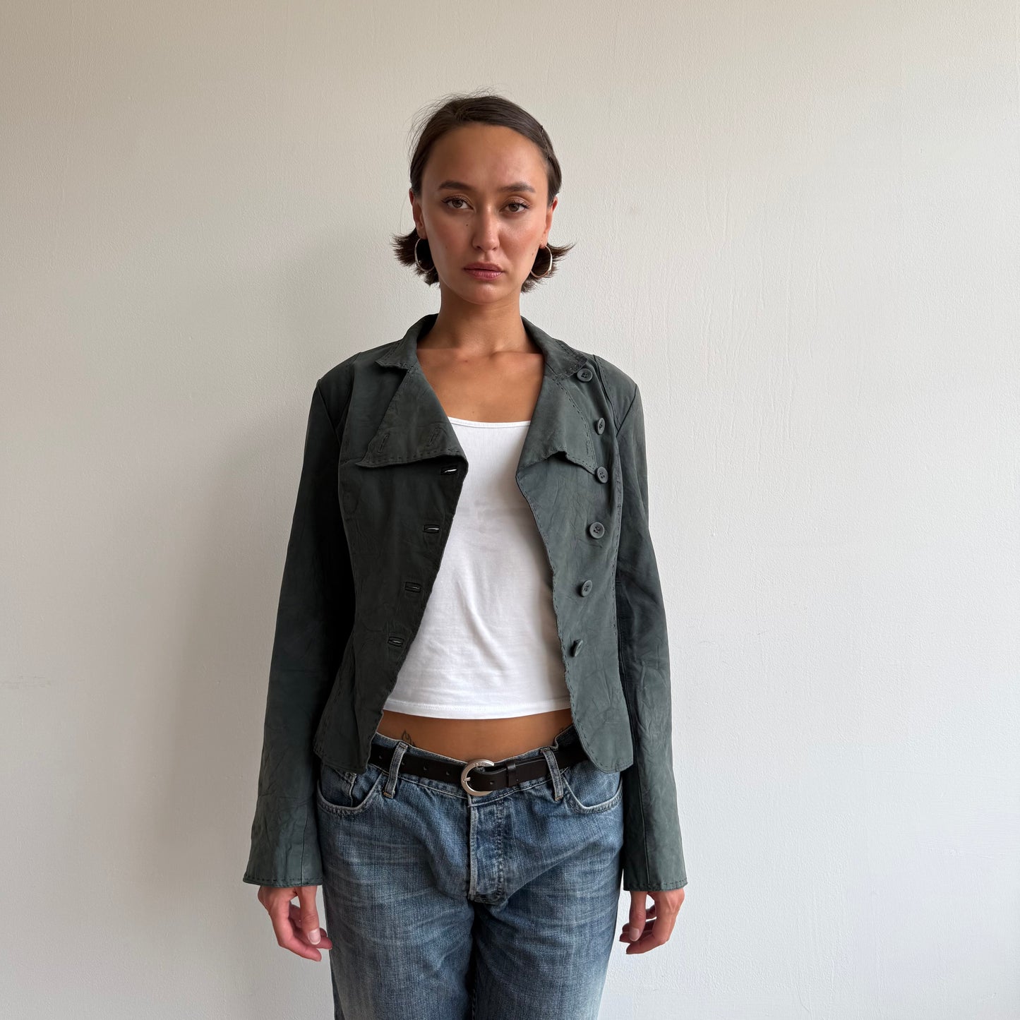 Grey suede military jacket - Size S