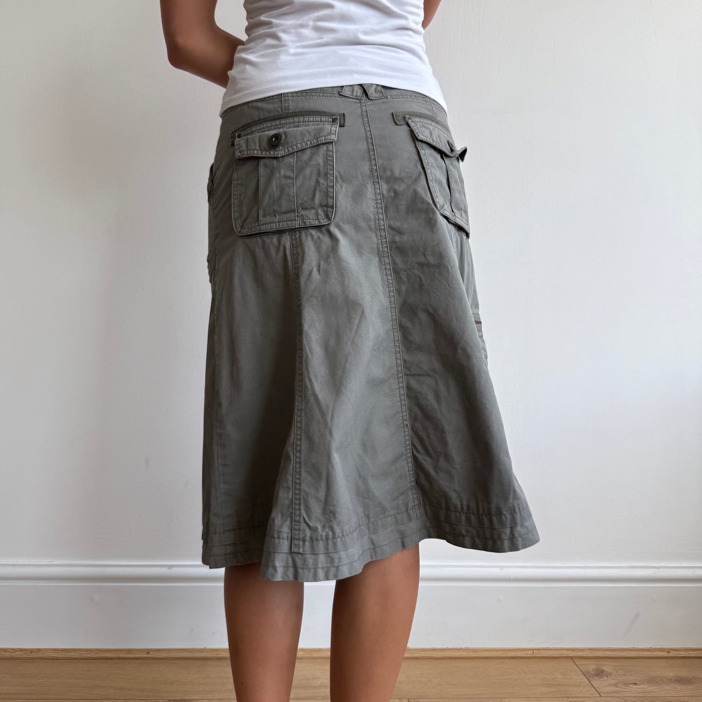 Khaki cargo midi skirt - Size S