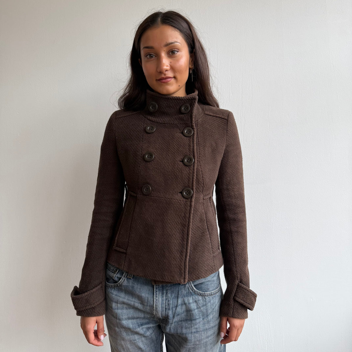 Brown double breasted peacoat - Size S