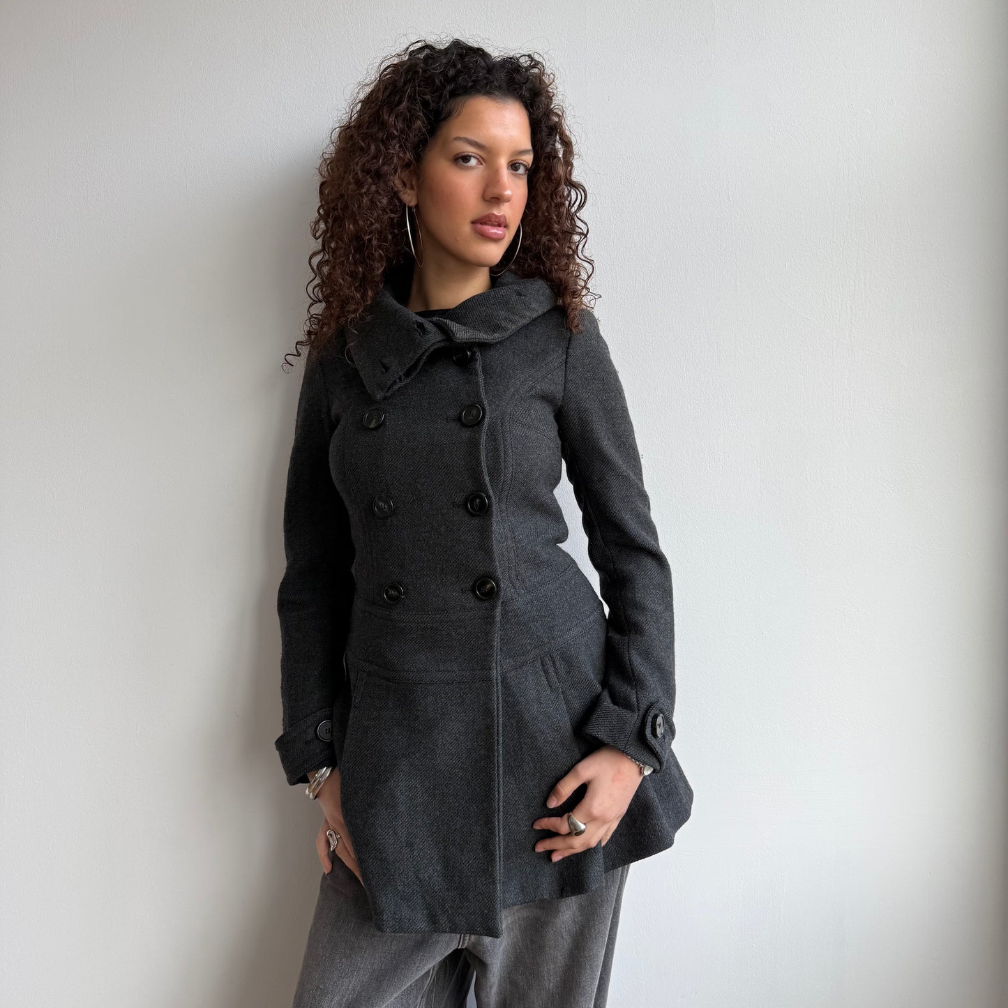 Grey peacoat dress - Size S