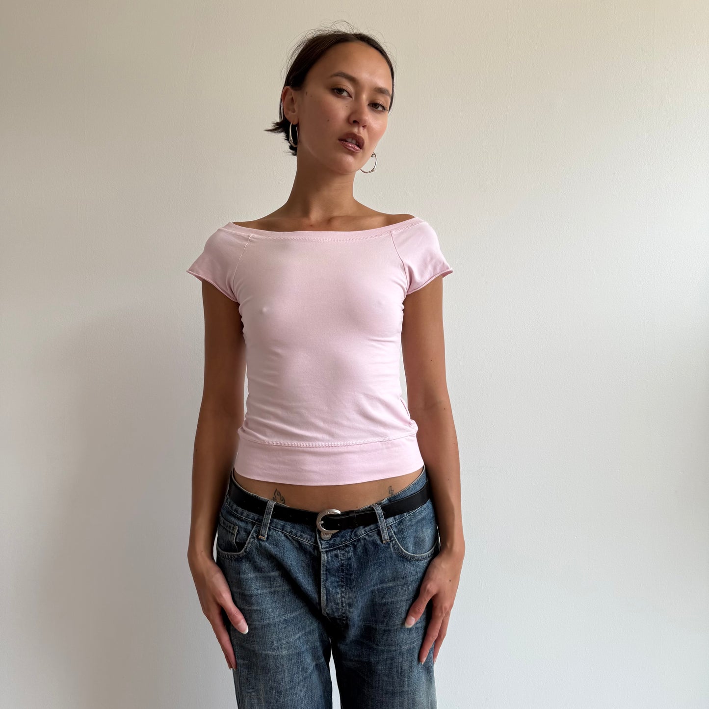 Baby pink Bardot top - Size S