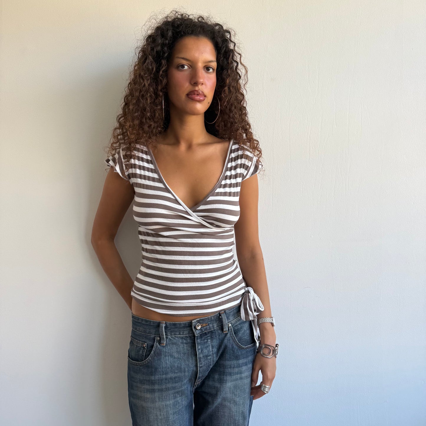 Light brown stripe top - Size S