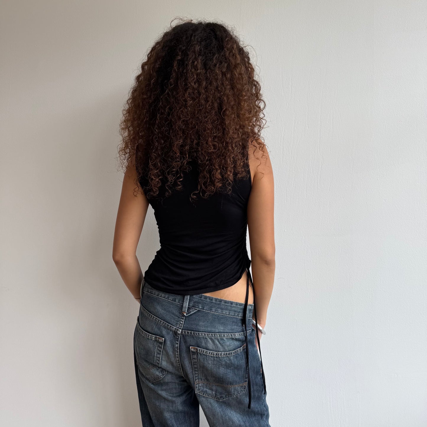 Black wrap ruched side top - Size M