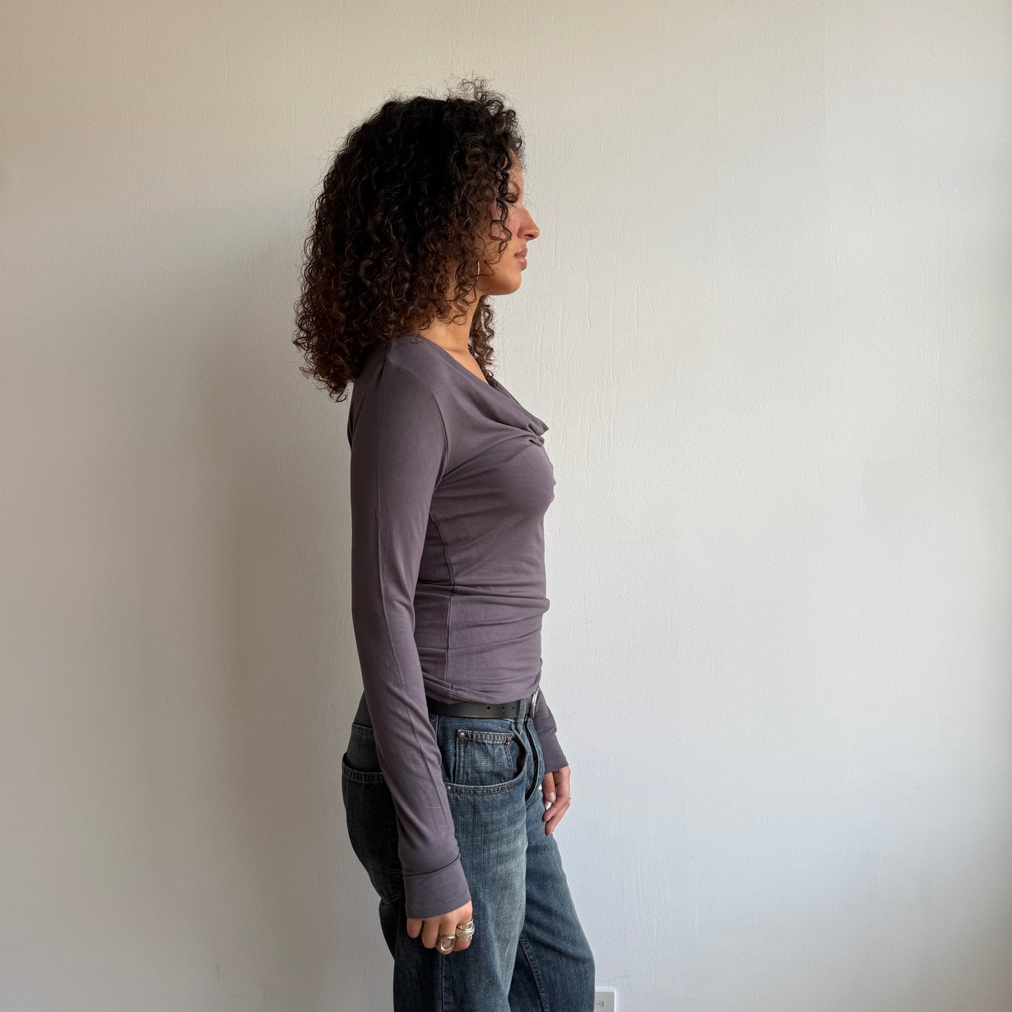 Mauve slouchy cowl top - Size S