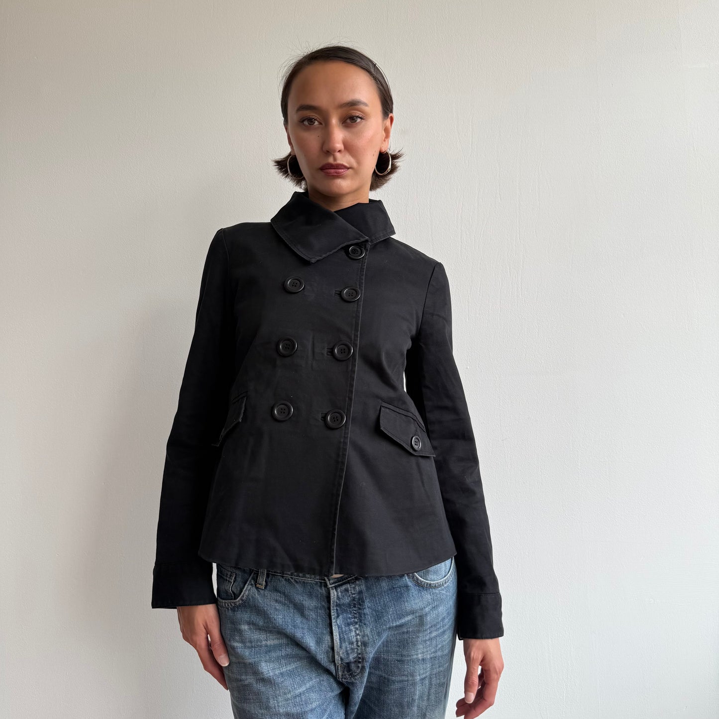 Black double breasted peacoat - Size M
