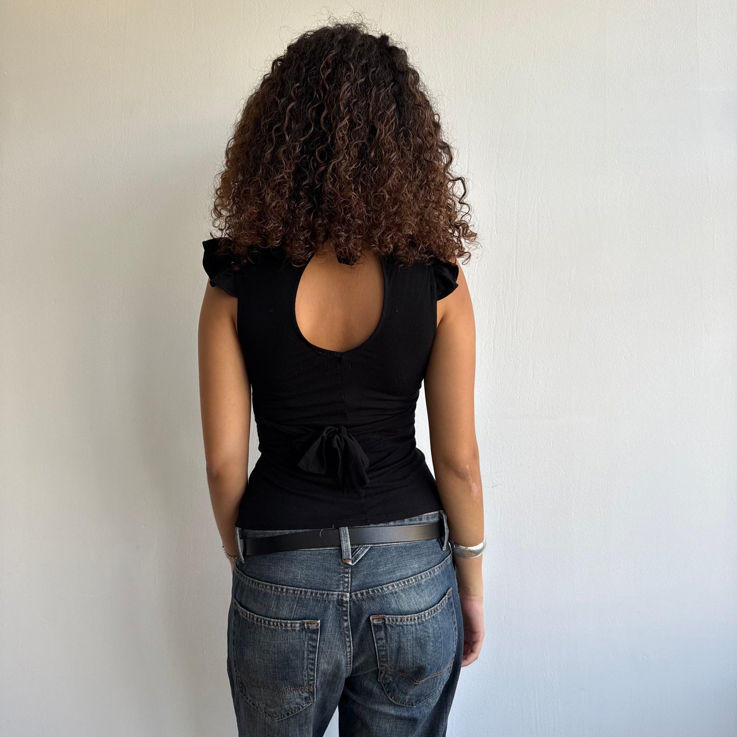 Black keyhole wrap top - Size S