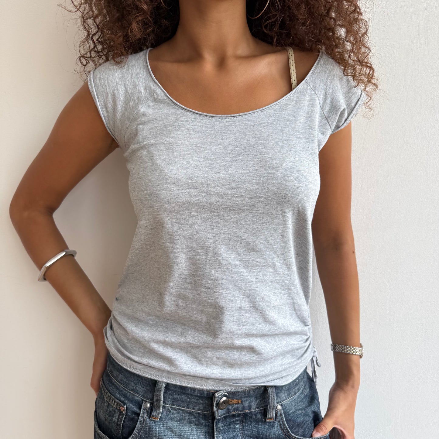 Grey ruched side tshirt - Size M