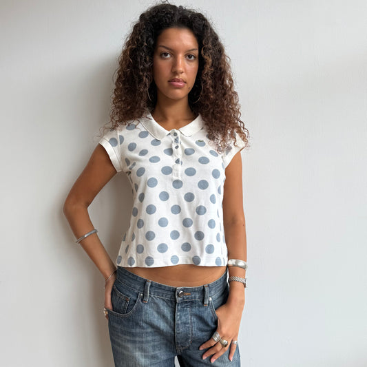 White polka dot Lacoste polo - Size M