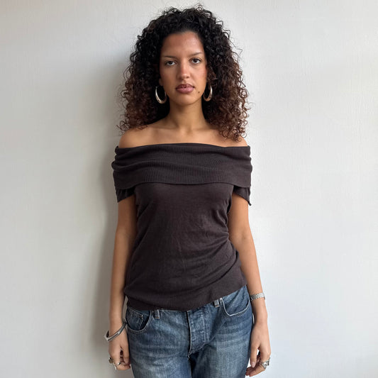 Chocolate brown Bardot knit - Size M
