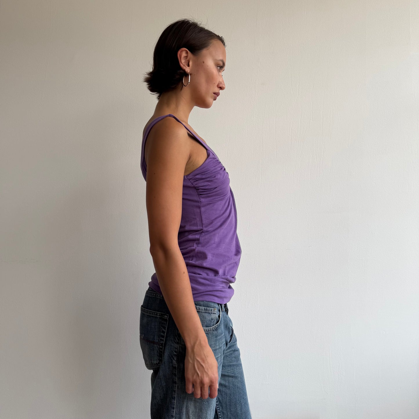 Purple cinched hem top - Size S