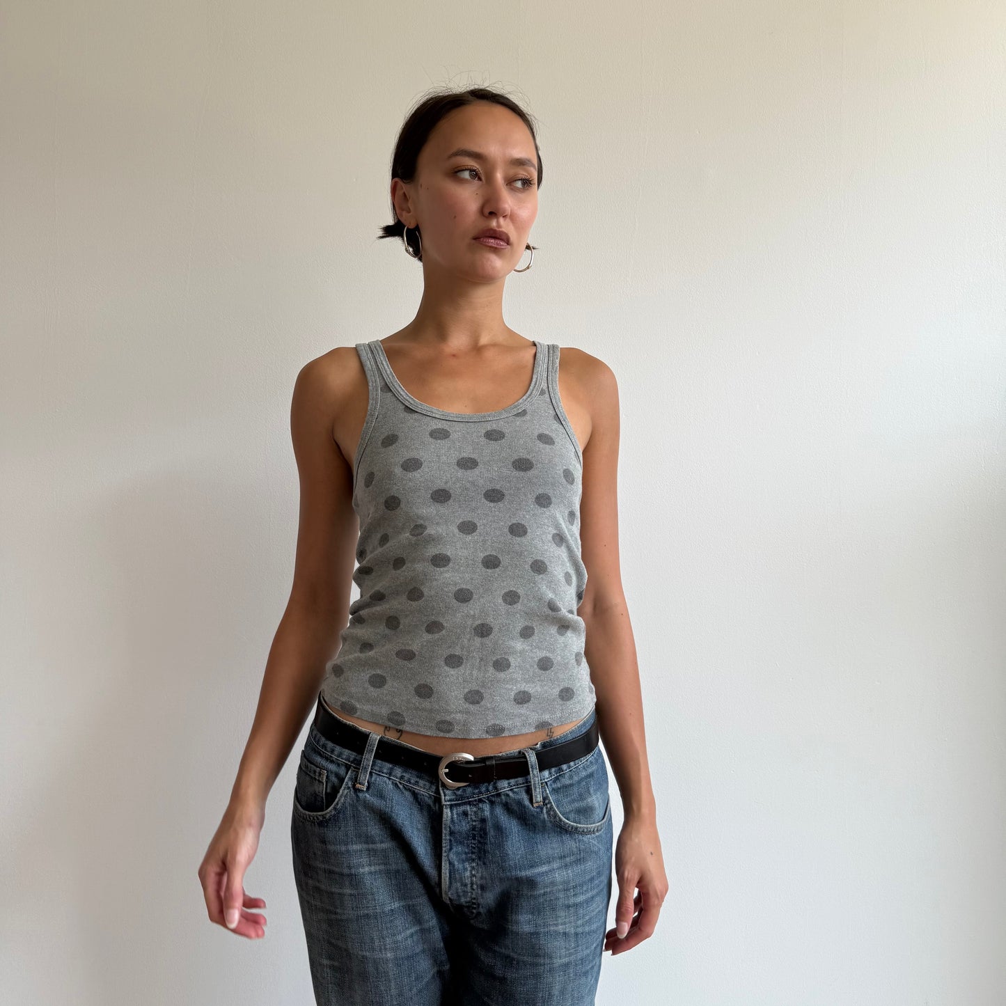 Grey polka dot tank top - Size S
