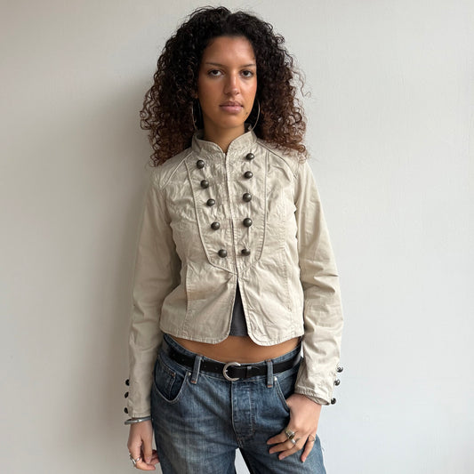 Cream hook eye military jacket - Size S