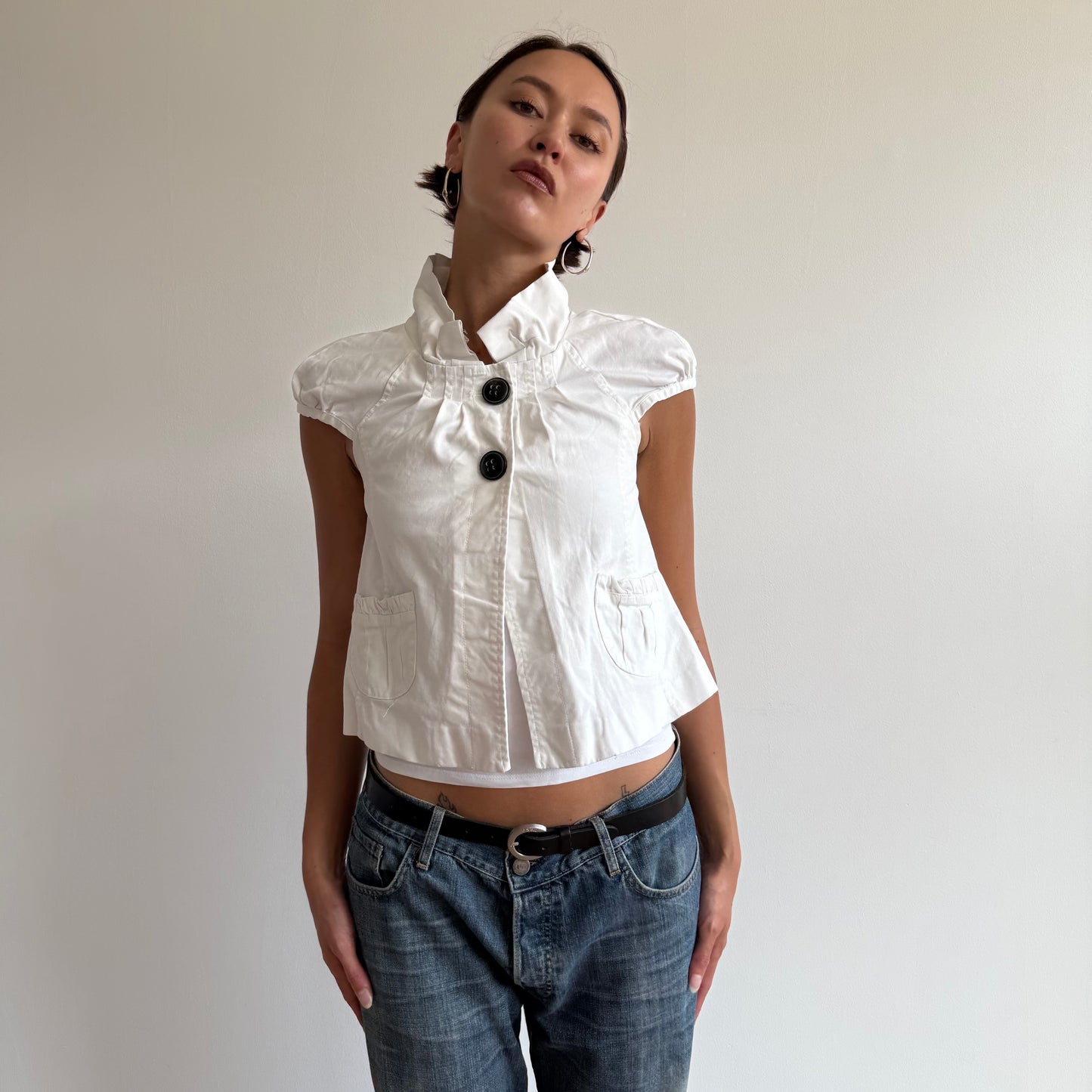 White short sleeve peacoat - Size S