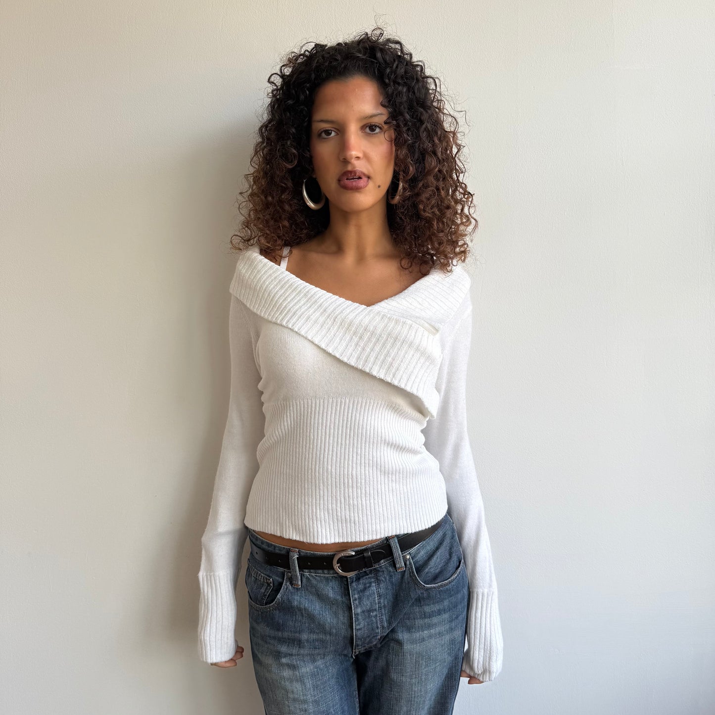 White wrap button knit - Size M