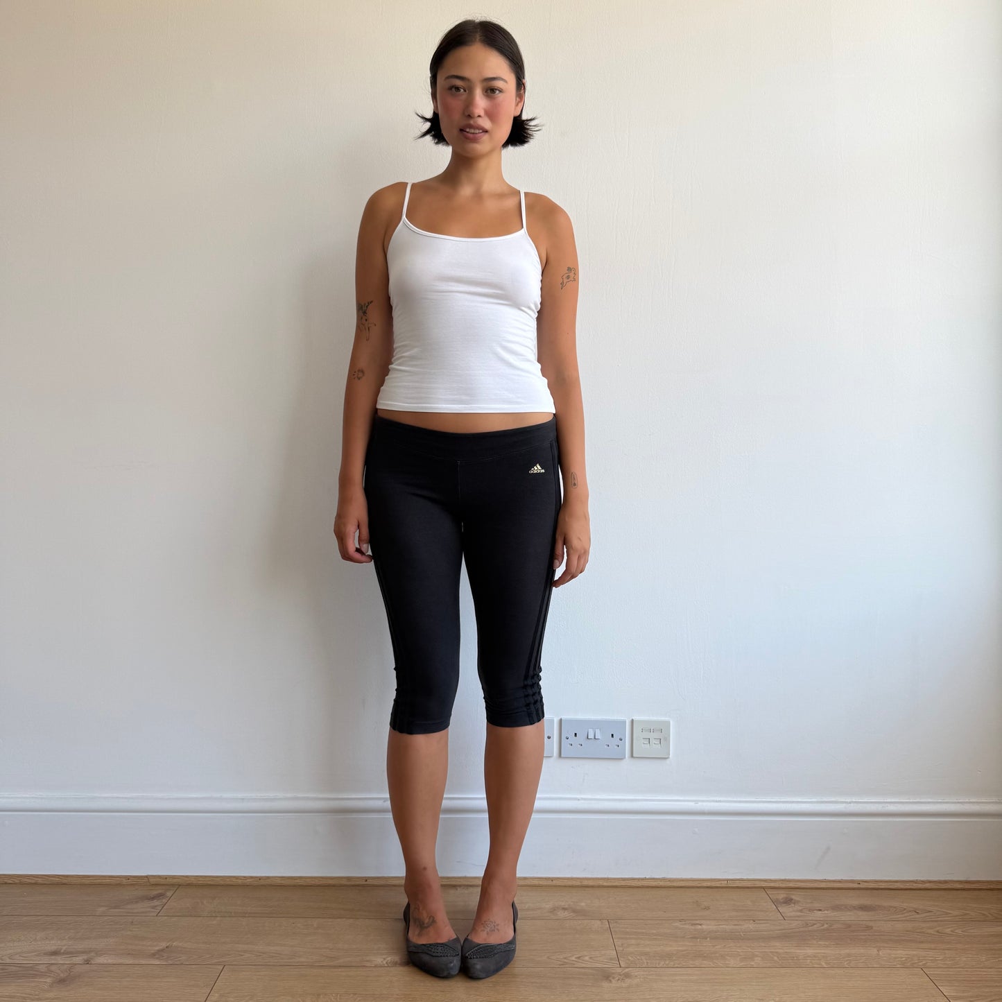 Black Adidas 3-stripe capris - Size S