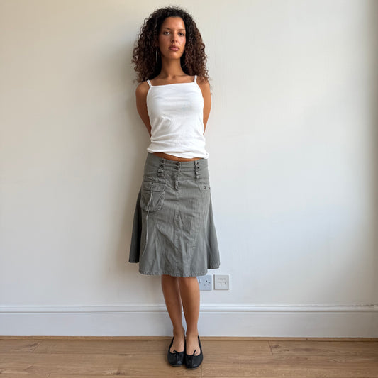 Khaki cargo midi skirt - Size XS/S